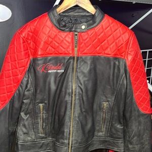 Kreddapparel signature Red and Black leather jacket! Super cute! Size S-M-2x
